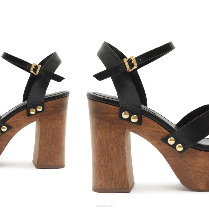 bei Schutz Gaylah-Ledersandale schwarzes Gold D60T618