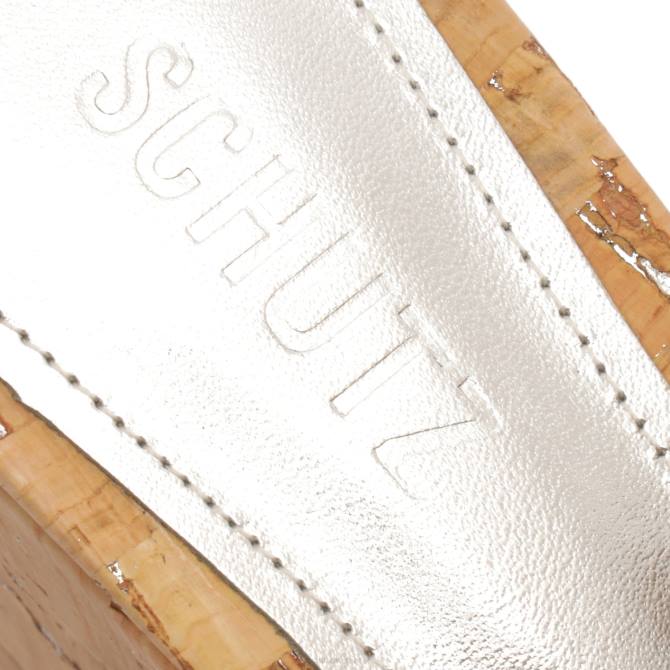 bei Schutz Glamouröse Ledersandale „Dalle“ mit Ausschnitten Silber D60T629