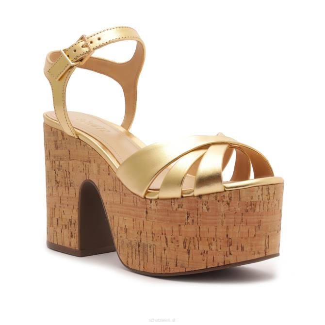 bei Schutz Keefa-Sandale aus metallischem Leder mit Ausschnitt Gold D60T637