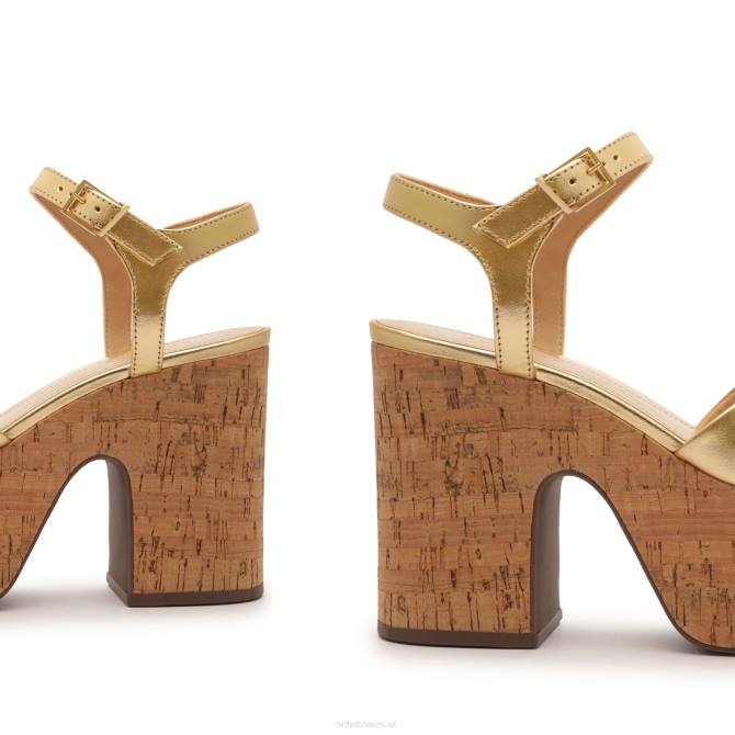 bei Schutz Keefa-Sandale aus metallischem Leder mit Ausschnitt Gold D60T637