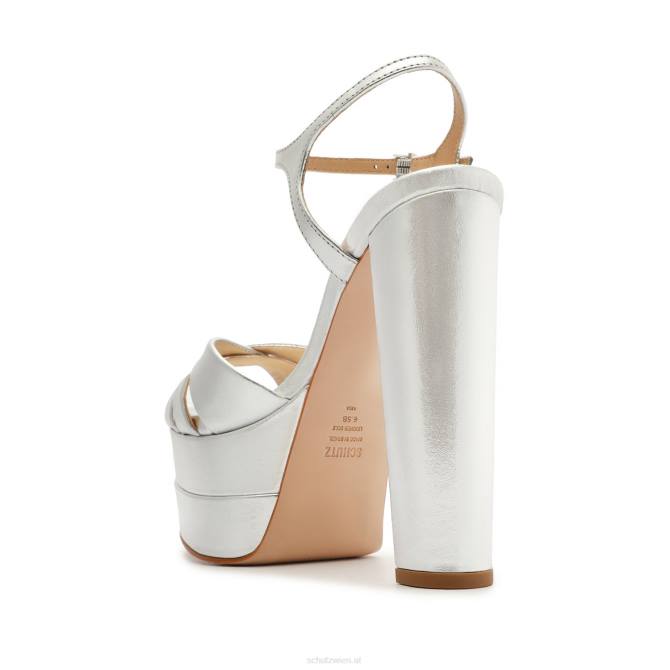 bei Schutz Keefa hohe Sandale aus Metallic-Leder Silber D60T634