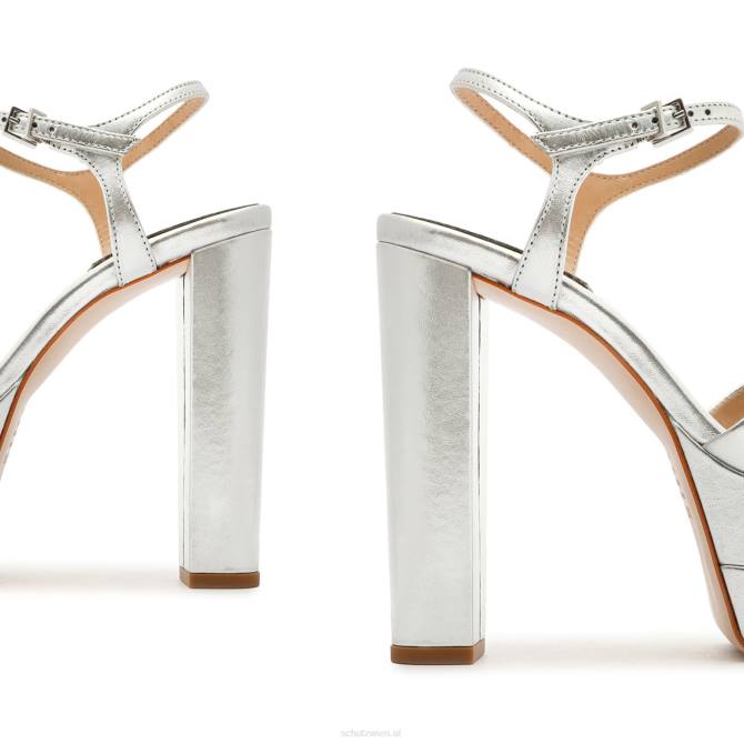 bei Schutz Keefa hohe Sandale aus Metallic-Leder Silber D60T634