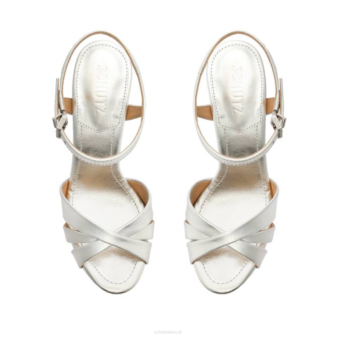 bei Schutz Keefa hohe Sandale aus Metallic-Leder Silber D60T634