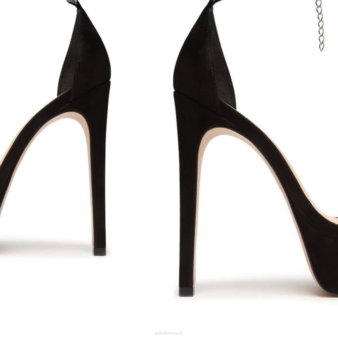 bei Schutz Lah-Nubuk-Plateausandale Schwarz D60T660