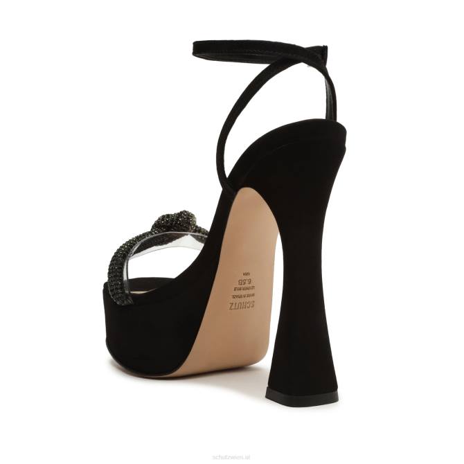 bei Schutz Peaky-Plateau-Sandale aus Nubukleder und Vinyl Schwarz D60T654