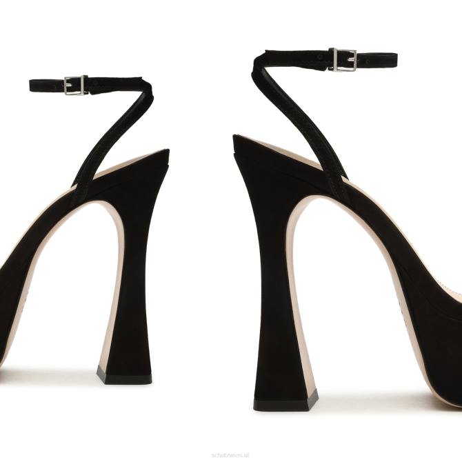 bei Schutz Peaky-Plateau-Sandale aus Nubukleder und Vinyl Schwarz D60T654