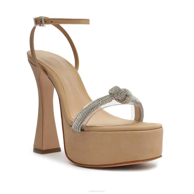 bei Schutz Peaky-Plateau-Sandale aus Nubukleder und Vinyl hell beige D60T672