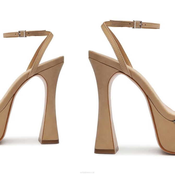 bei Schutz Peaky-Plateau-Sandale aus Nubukleder und Vinyl hell beige D60T672