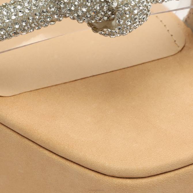 bei Schutz Peaky-Plateau-Sandale aus Nubukleder und Vinyl hell beige D60T672