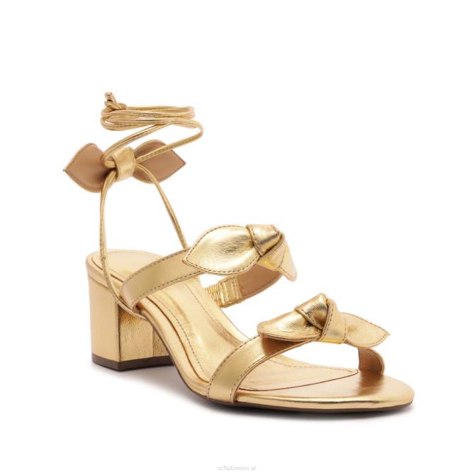 bei Schutz Alia Mid-Block-Sandale aus Metallic-Leder Gold D60T60