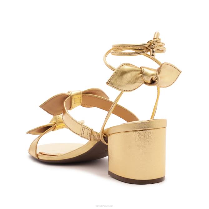 bei Schutz Alia Mid-Block-Sandale aus Metallic-Leder Gold D60T60