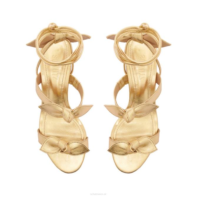bei Schutz Alia Mid-Block-Sandale aus Metallic-Leder Gold D60T60