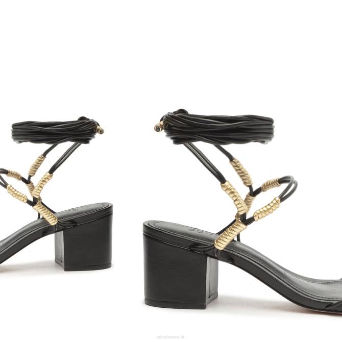 bei Schutz Amunet Mid-Block-Sandale aus Lackleder Schwarz D60T71