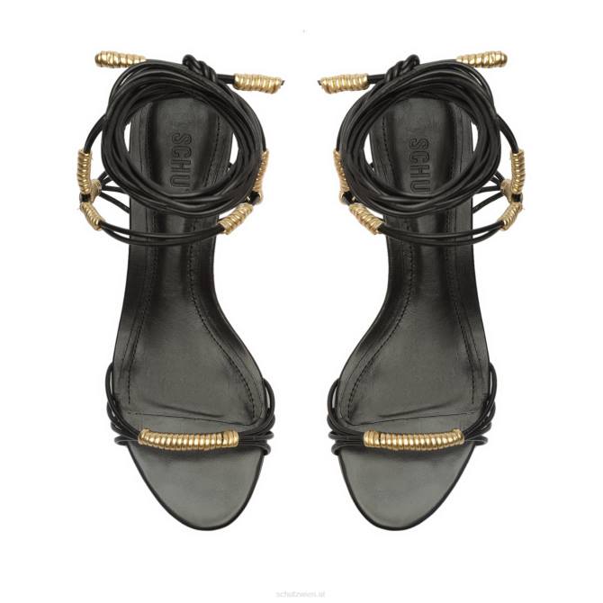 bei Schutz Amunet Mid-Block-Sandale aus Lackleder Schwarz D60T71