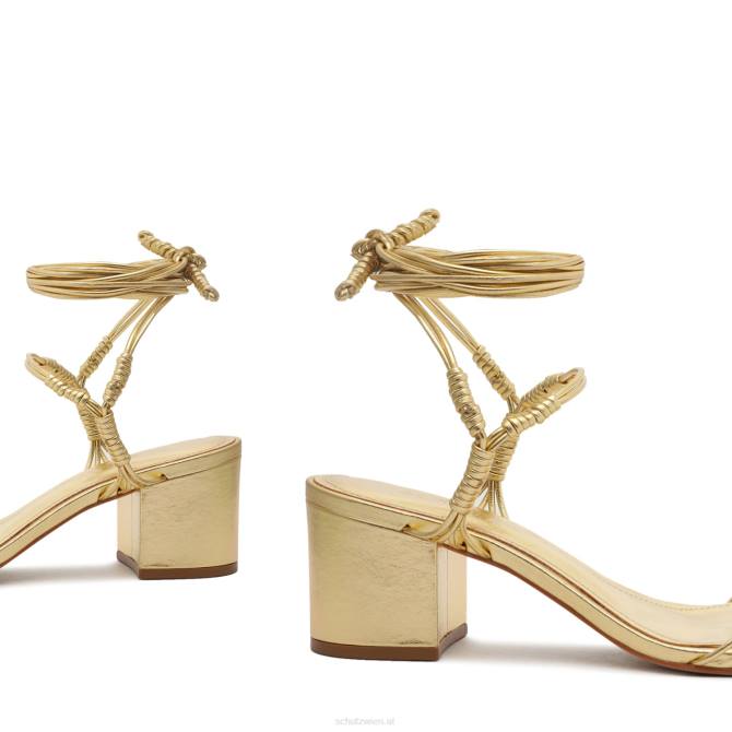 bei Schutz Amunet Mid-Block-Sandale aus Metallic-Leder Gold D60T72