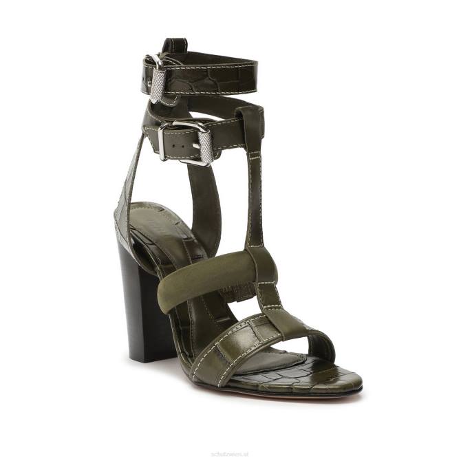 bei Schutz Chantelle-Sandale aus Leder mit Krokodilprägung Militärgrün D60T132