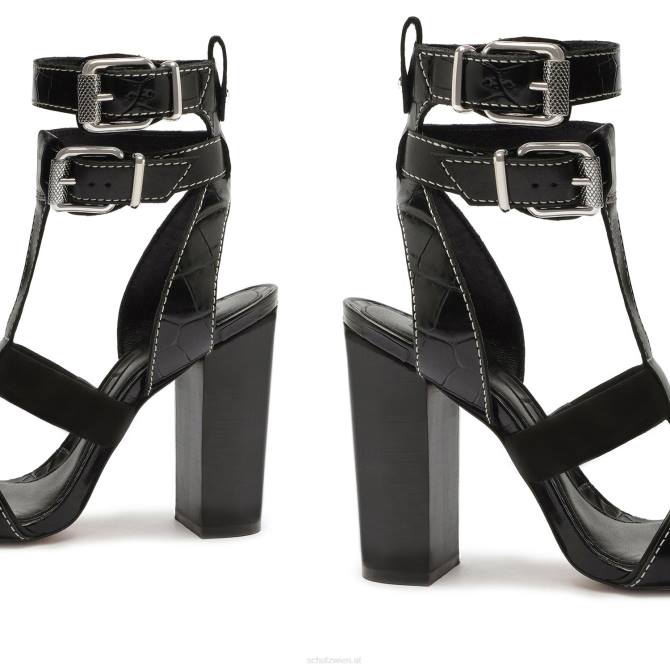 bei Schutz Chantelle-Sandale aus Leder mit Krokodilprägung Schwarz D60T131
