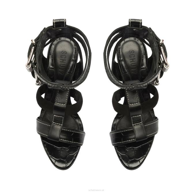 bei Schutz Chantelle-Sandale aus Leder mit Krokodilprägung Schwarz D60T131