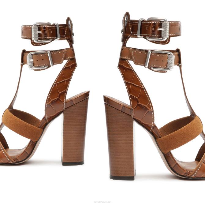 bei Schutz Chantelle-Sandale aus Leder mit Krokodilprägung braun D60T134