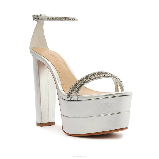 bei Schutz Fabienne-Plateausandale aus Metallic-Leder Silber D60T95