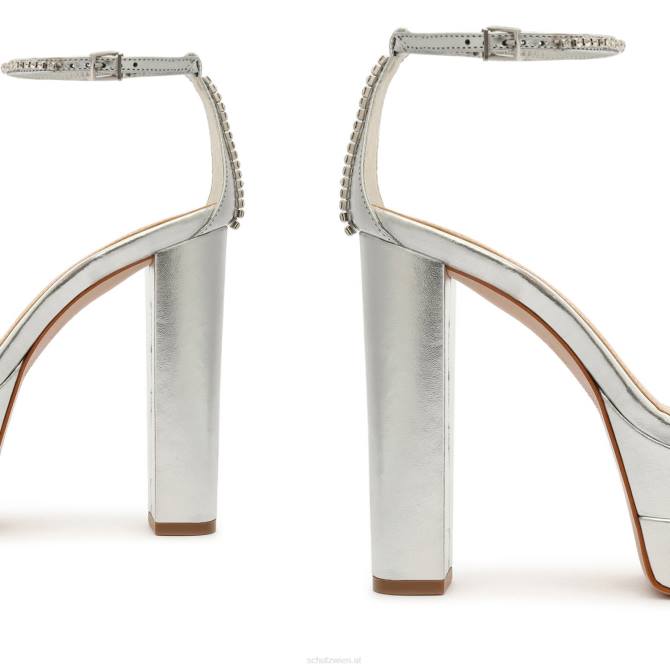 bei Schutz Fabienne-Plateausandale aus Metallic-Leder Silber D60T95