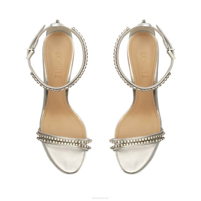 bei Schutz Fabienne-Plateausandale aus Metallic-Leder Silber D60T95