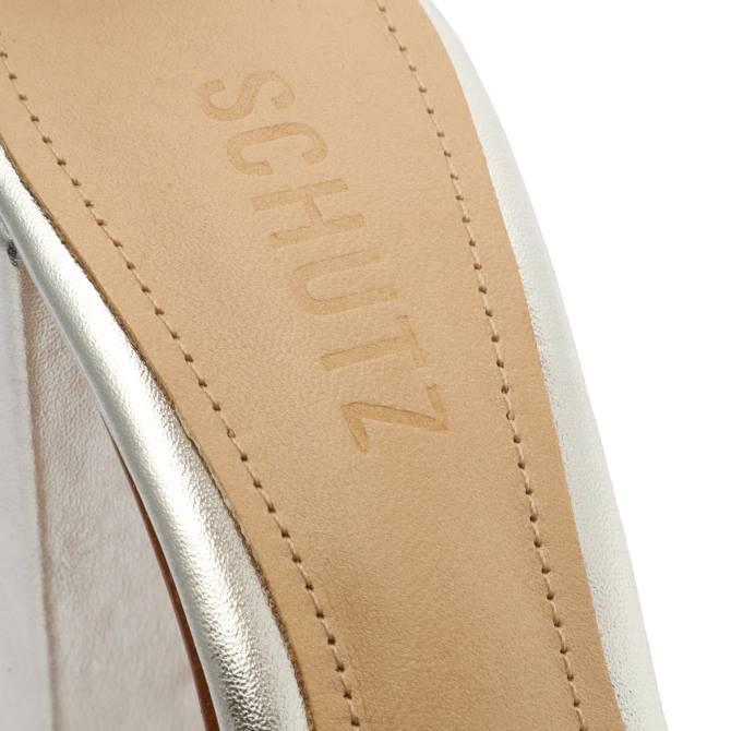 bei Schutz Fabienne-Plateausandale aus Metallic-Leder Silber D60T95