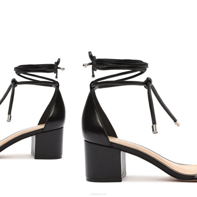 bei Schutz Jessie Mid-Block-Sandale aus Nappaleder und Vinyl Schwarz D60T144