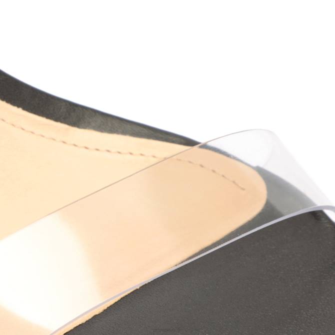 bei Schutz Jessie Mid-Block-Sandale aus Nappaleder und Vinyl Schwarz D60T144