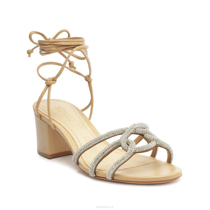 bei Schutz Joane Mid Lather & Crystal Sandale Gold D60T18