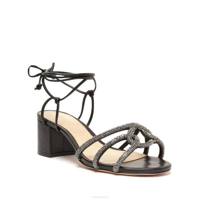 bei Schutz Joane Mid Lather & Crystal Sandale Schwarz D60T19
