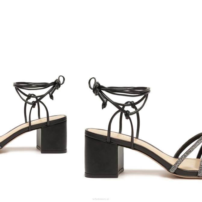 bei Schutz Joane Mid Lather & Crystal Sandale Schwarz D60T19