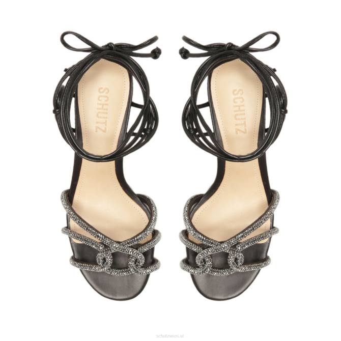 bei Schutz Joane Mid Lather & Crystal Sandale Schwarz D60T19