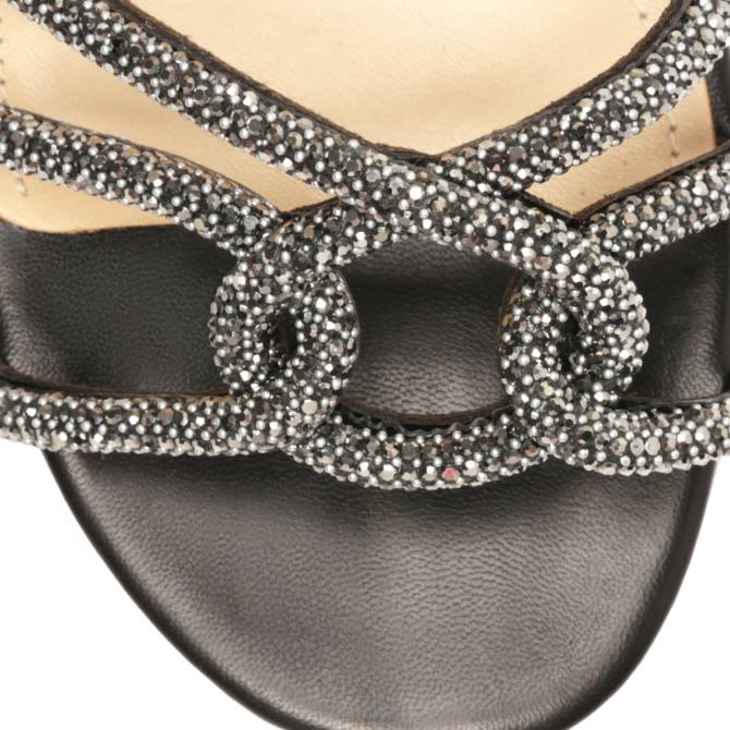 bei Schutz Joane Mid Lather & Crystal Sandale Schwarz D60T19