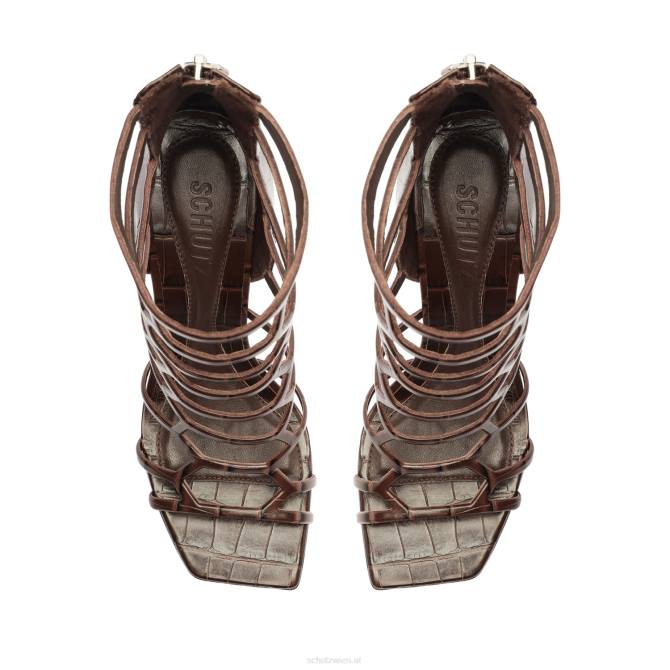 bei Schutz Julianna Sandale aus Leder mit Krokodilprägung dunkle Schokolade D60T415