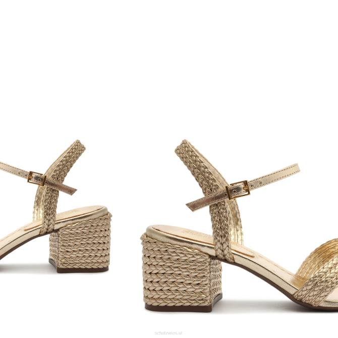 bei Schutz Karima Block-Sandale aus metallischem Nappaleder Gold D60T15