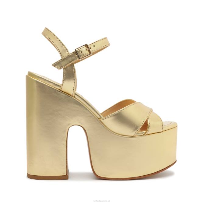 bei Schutz Keefa-Sandale aus vergoldetem Metallic-Leder mit Ausschnitten Gold D60T67