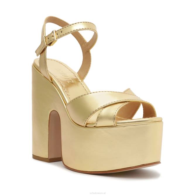bei Schutz Keefa-Sandale aus vergoldetem Metallic-Leder mit Ausschnitten Gold D60T67