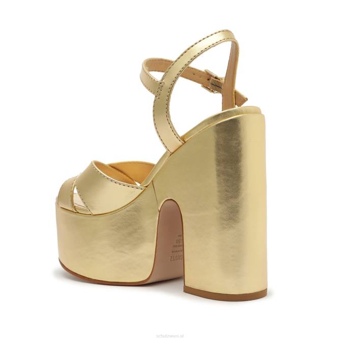 bei Schutz Keefa-Sandale aus vergoldetem Metallic-Leder mit Ausschnitten Gold D60T67