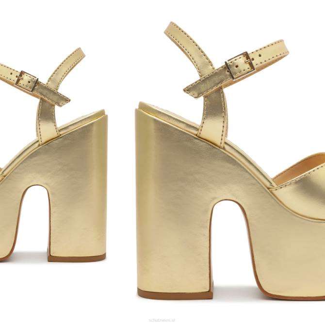 bei Schutz Keefa-Sandale aus vergoldetem Metallic-Leder mit Ausschnitten Gold D60T67