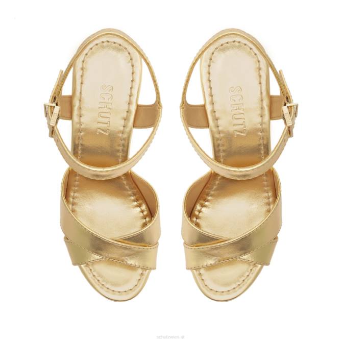 bei Schutz Keefa-Sandale aus vergoldetem Metallic-Leder mit Ausschnitten Gold D60T67
