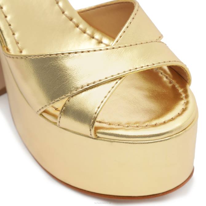 bei Schutz Keefa-Sandale aus vergoldetem Metallic-Leder mit Ausschnitten Gold D60T67