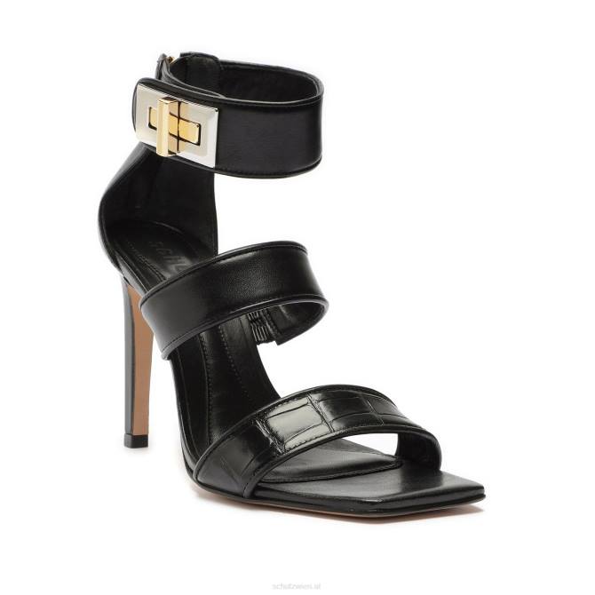bei Schutz Lilianna-Sandale aus Leder mit Krokodilprägung Schwarz D60T413
