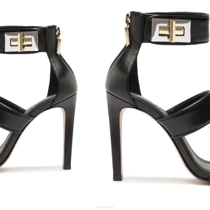 bei Schutz Lilianna-Sandale aus Leder mit Krokodilprägung Schwarz D60T413