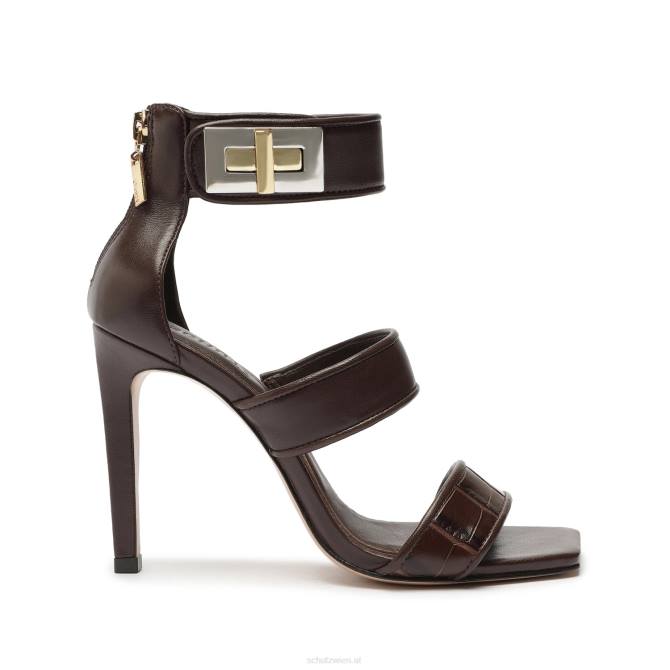 bei Schutz Lilianna-Sandale aus Leder mit Krokodilprägung dunkle Schokolade D60T412