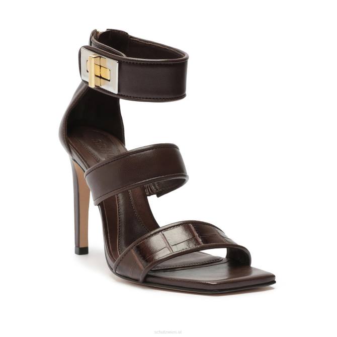bei Schutz Lilianna-Sandale aus Leder mit Krokodilprägung dunkle Schokolade D60T412