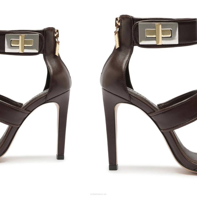 bei Schutz Lilianna-Sandale aus Leder mit Krokodilprägung dunkle Schokolade D60T412