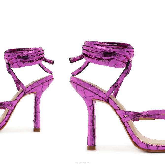 bei Schutz Lilie-Sandale aus Metallic-Leder Fuchsia D60T382