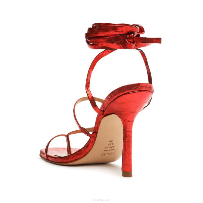 bei Schutz Lily-Sandale aus Metallic-Leder mit Krokodilprägung Rot D60T410