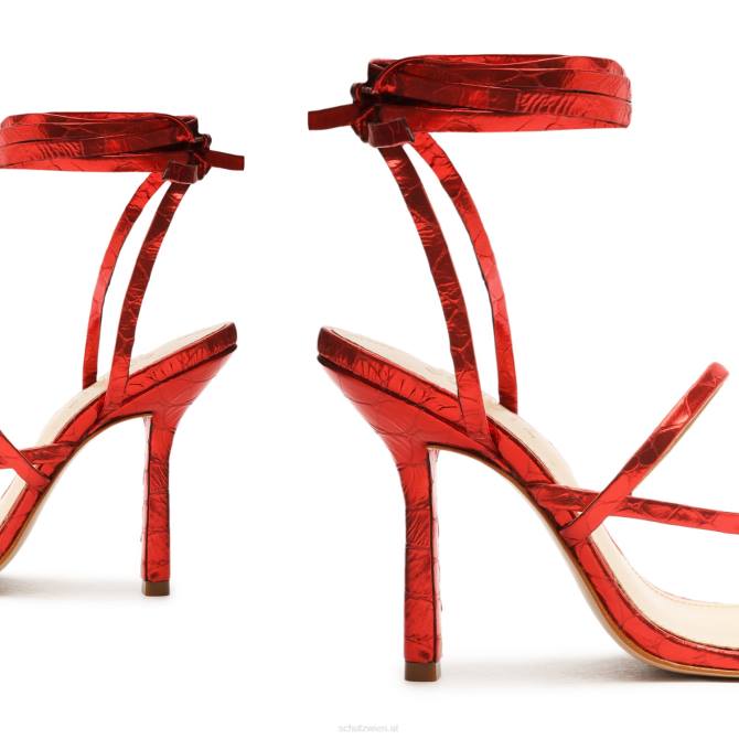 bei Schutz Lily-Sandale aus Metallic-Leder mit Krokodilprägung Rot D60T410